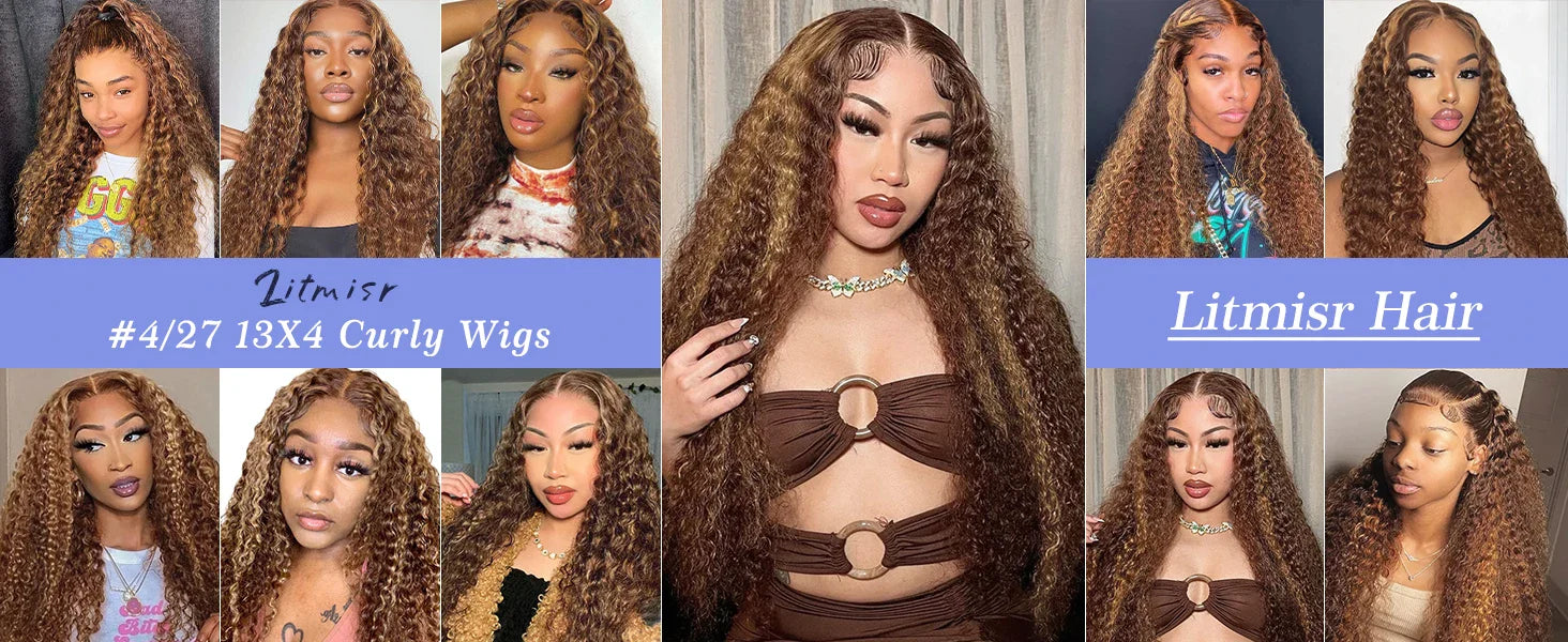 250% Highlight Deep Wave 13x6 Hd Lace Frontal Wig Human Hair Pre Plucked 30 40 Inch Brown Ombre Curly Water Wave human hair wigs
