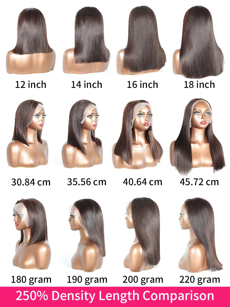 #2 Brown Chocolate Color 250 Density Lace Frontal Wig Human Hair Raw Vietnamese Double Drawn 13x4 Bob Lace Front Human Hair Wigs