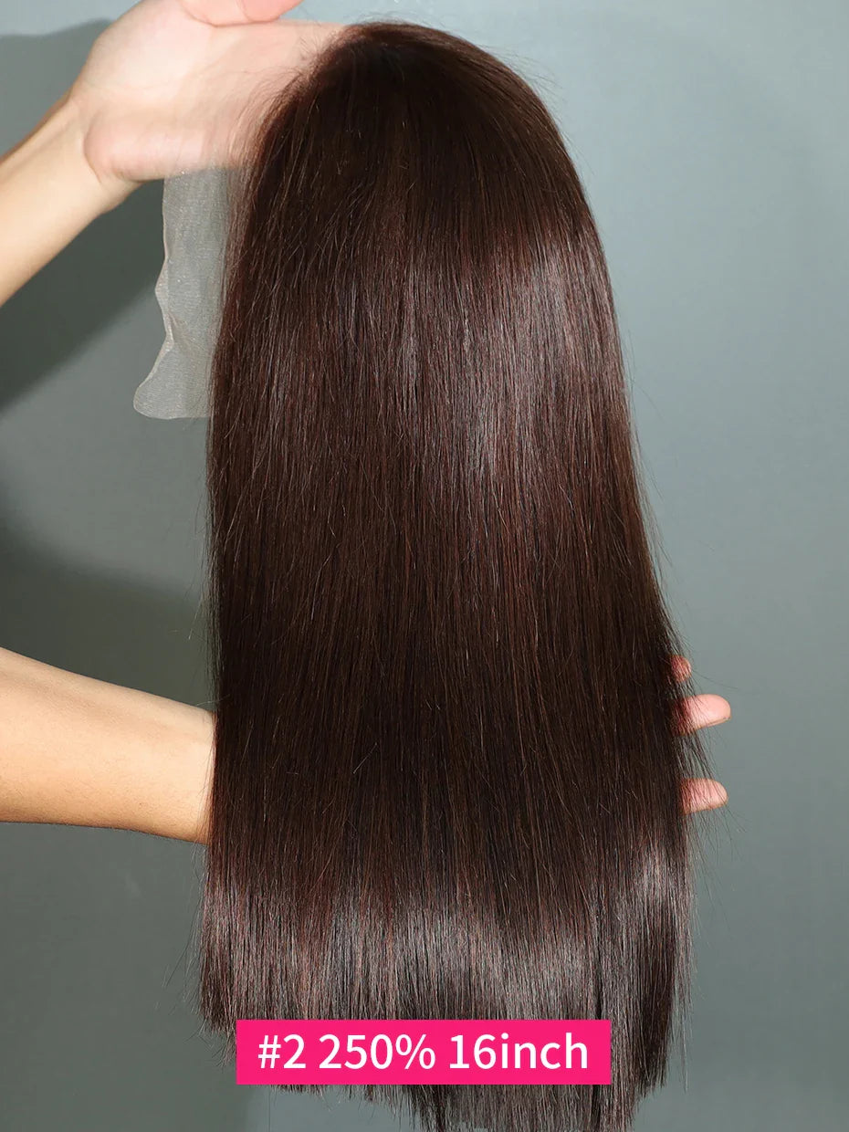 #2 Brown Chocolate Color 250 Density Lace Frontal Wig Human Hair Raw Vietnamese Double Drawn 13x4 Bob Lace Front Human Hair Wigs